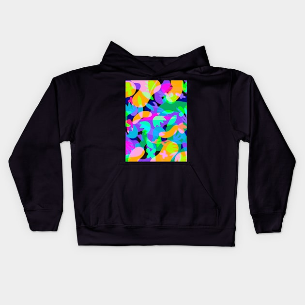 Abstract colorful floral pattern Kids Hoodie by angiepaszko